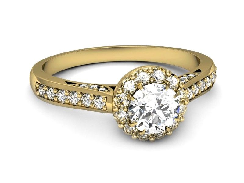 Złoty pierścionek z diamentami żółte złoto próba 585 - p16230zP - 2