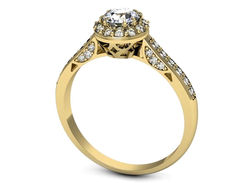 Złoty pierścionek z diamentami żółte złoto próba 585 - p16230zP - 3