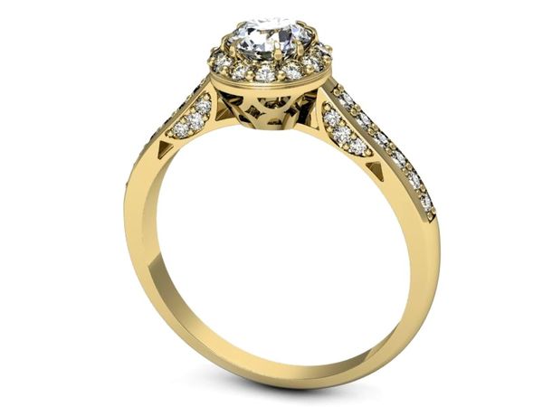 Złoty pierścionek z diamentami żółte złoto 585 - p16230zP