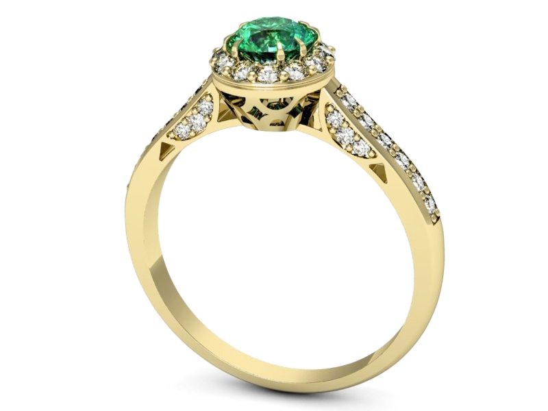 Złoty pierścionek ze szmaragdem i brylantami - p16230zsm — zdjęcie 3