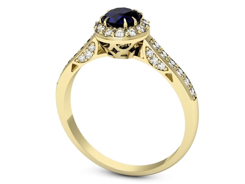 Pierścionek ze spinelem i diamentami żółte złoto - p16230zsp — zdjęcie 3