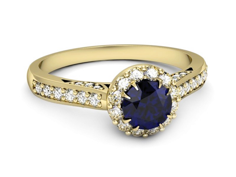 Pierścionek ze spinelem i diamentami żółte złoto - p16230zsp — zdjęcie 2