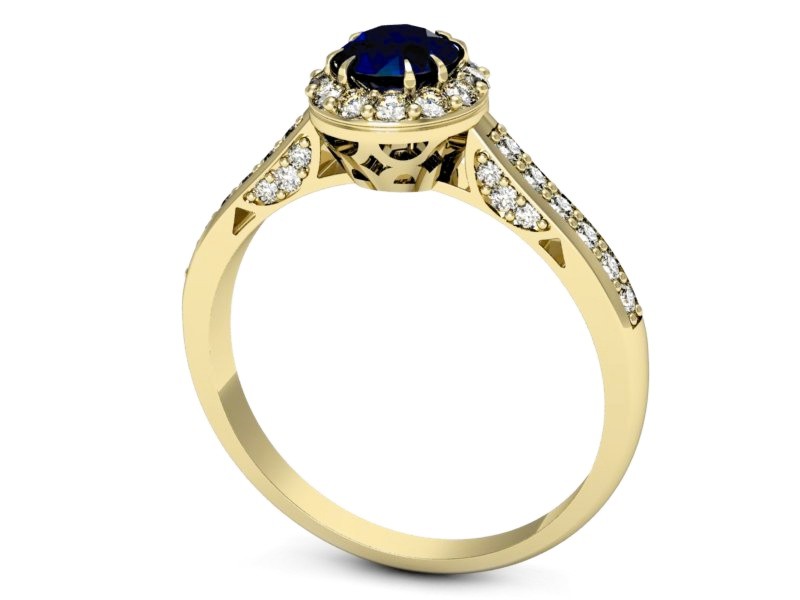 Złoty pierścionek z szafirem i brylantami - p16230zsz — zdjęcie 3