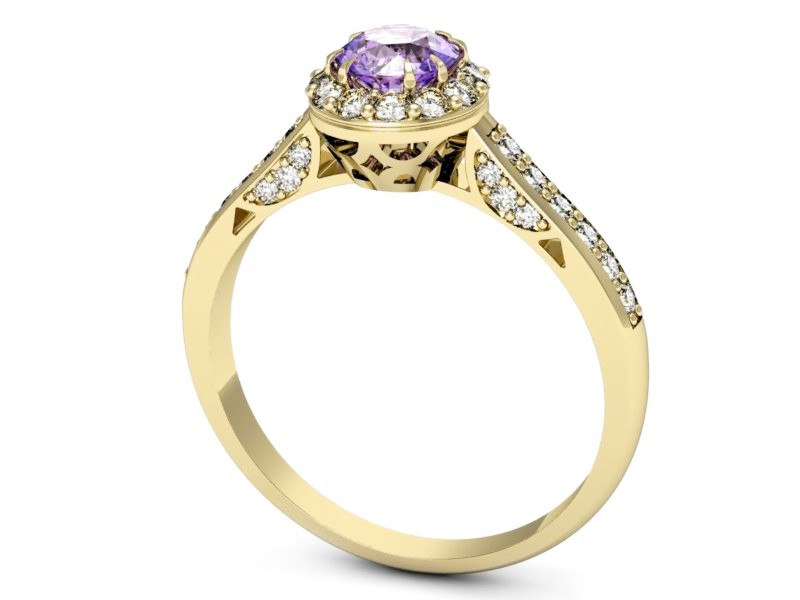 Pierścionek z tanzanitem i brylantami żółte złoto - p16230zt — zdjęcie 3