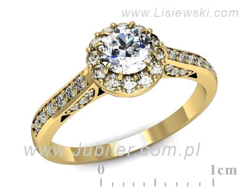 Złoty pierścionek z diamentami żółte złoto próba 585 - p16230zVV - 1
