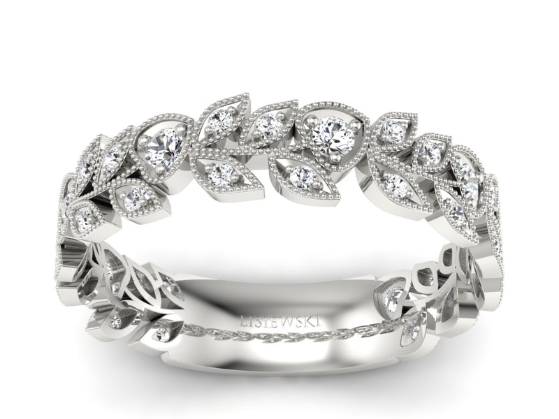 Pierścionek obrączka z brylantami białe złoto - p16231b