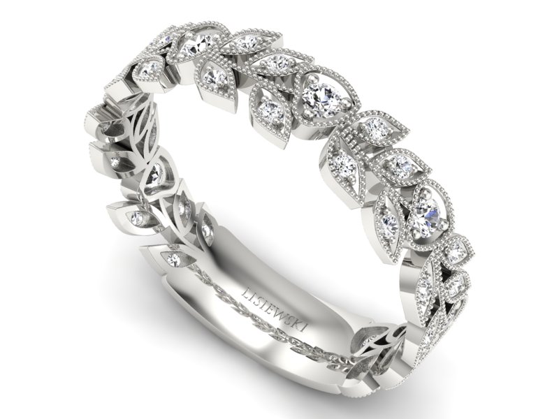 Pierścionek obrączka z brylantami białe złoto - p16231b — zdjęcie 3