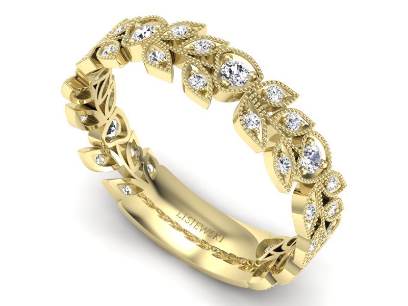 Obrączka z brylantami żółte złoto - p16231z — zdjęcie 3