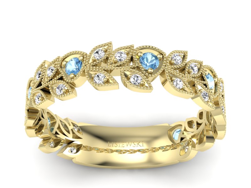 Złota obrączka z topazami i brylantami - p16231za