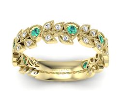Obrączka ze szmaragdami i brylantami żółte złoto - p16231zsm