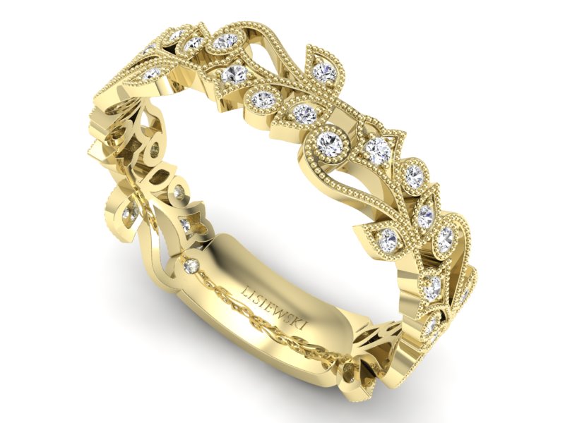 Obrączka z brylantami żółte złoto - p16232z — zdjęcie 3