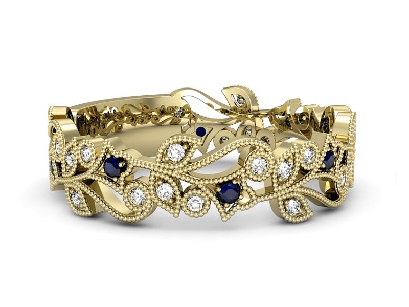 Obrączka z szafirami żółte złoto i brylantami - p16232zsz — zdjęcie 5