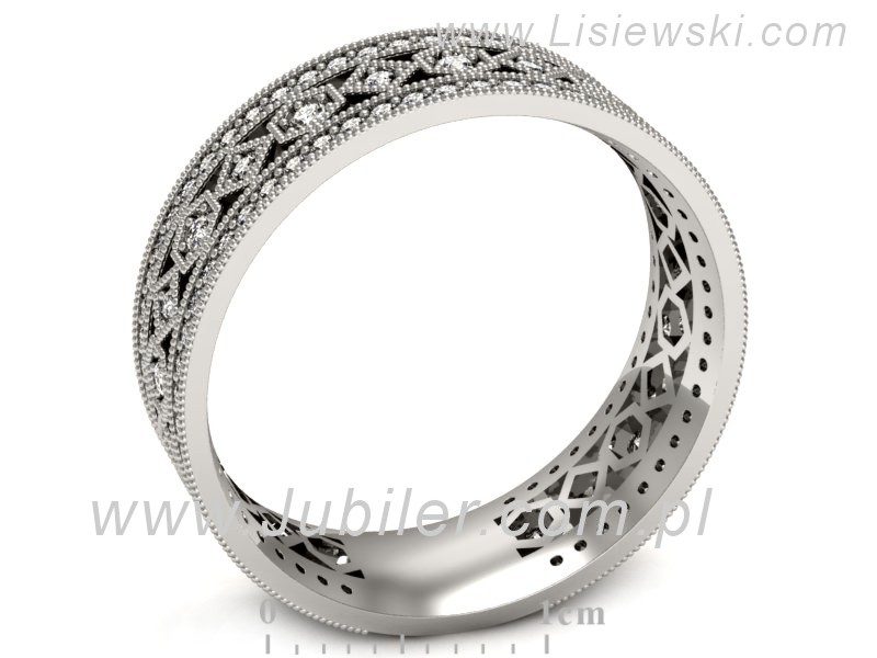 Pierscionek Obrączka z brylantami białe złoto próba 585 - p16235b - 3