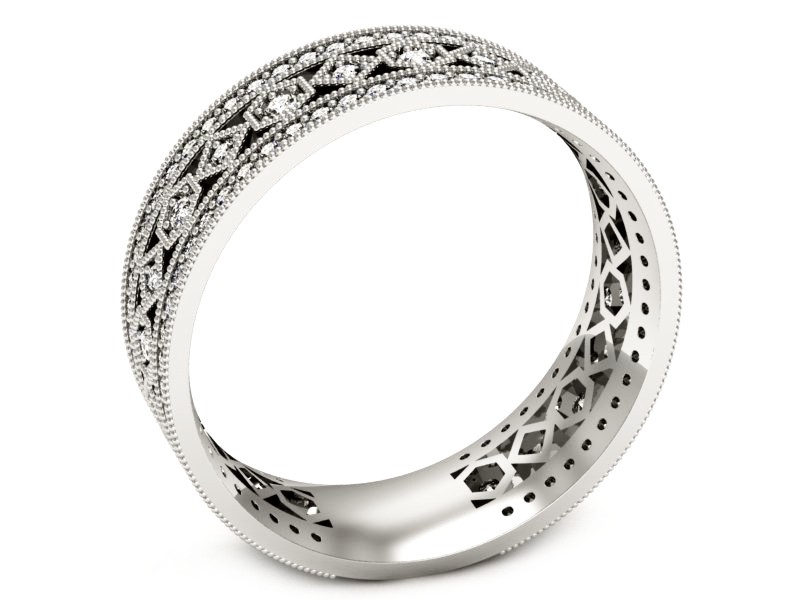 Pierścionek obrączka z brylantami białe złoto - p16235b — zdjęcie 3