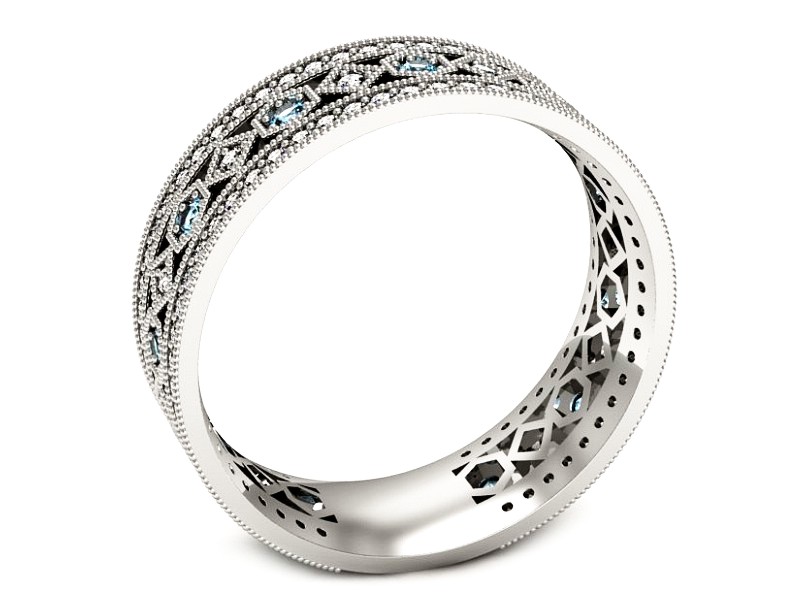 Obrączka białe złoto z topazami i brylantami - p16235ba — zdjęcie 3