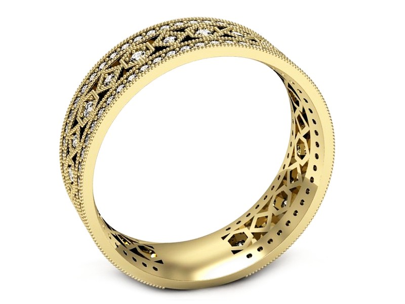 Obrączka z brylantami żółte złoto - p16235z — zdjęcie 3