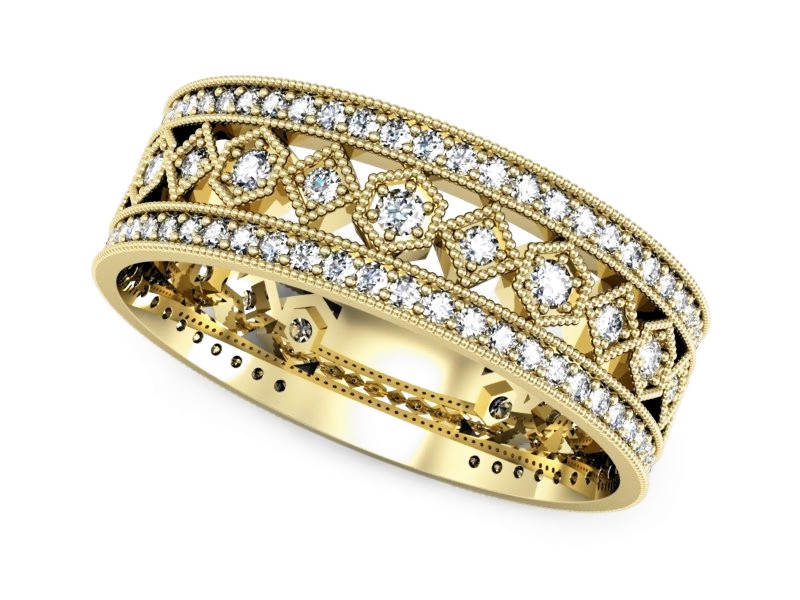 Obrączka z brylantami żółte złoto - p16235z