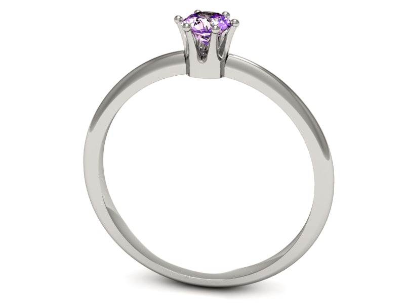Złoty pierścionek z ametystem białe złoto - p16236bat — zdjęcie 3