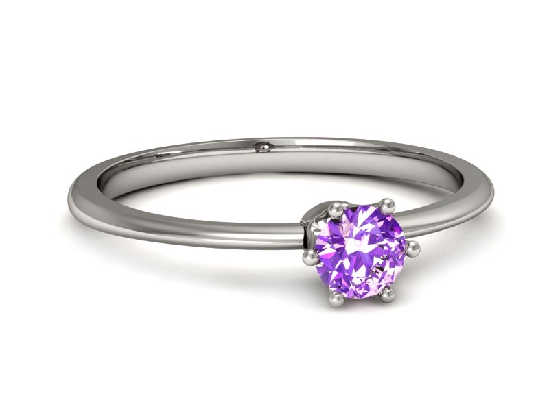 Złoty pierścionek z ametystem białe złoto - p16236bat — zdjęcie 2