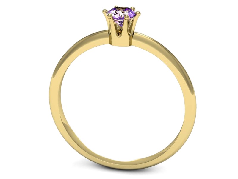 Złoty pierścionek z ametystem żółte złoto - p16236zat — zdjęcie 3