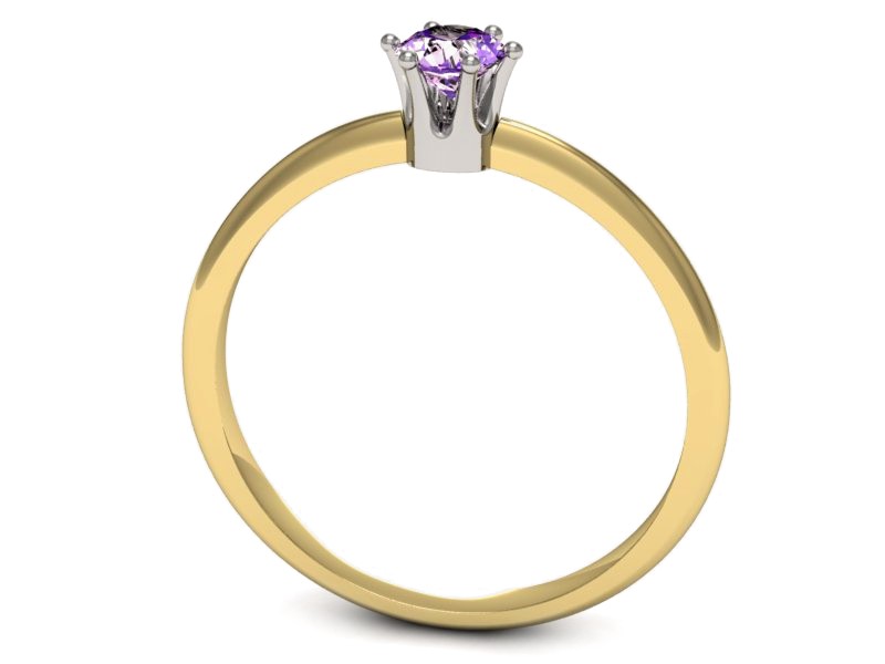 Pierścionek z ametystem żółte i białe złoto - p16236zbat — zdjęcie 3