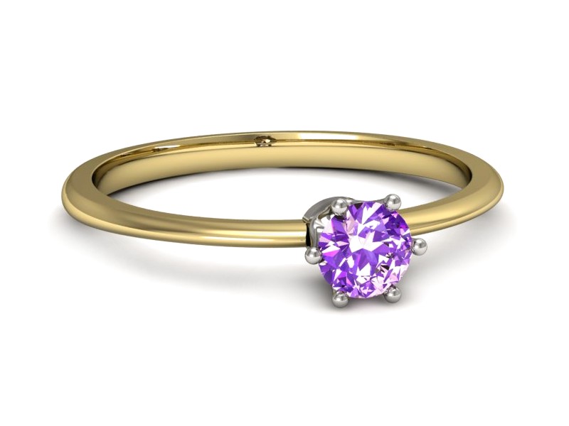 Pierścionek z ametystem żółte i białe złoto - p16236zbat — zdjęcie 2