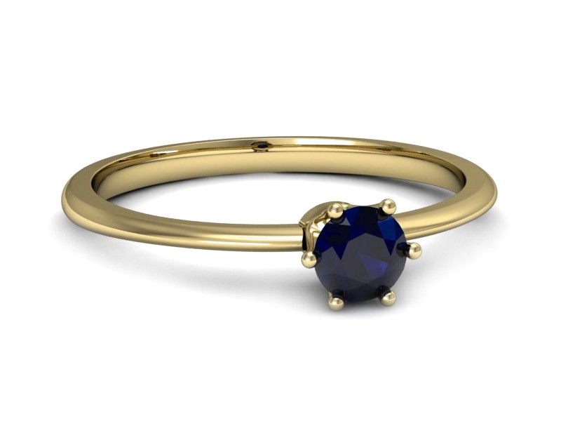 Złoty pierścionek z szafirem żółte złoto - p16236zsz — zdjęcie 2