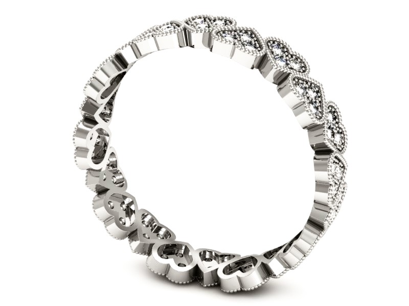 Pierścionek obrączka z brylantami białe złoto - p16237b — zdjęcie 3