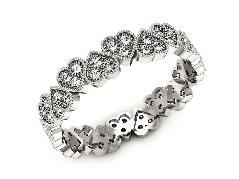 Pierścionek obrączka z brylantami białe złoto - p16237b