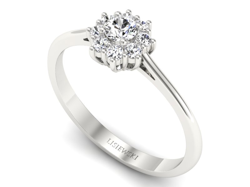 Złoty pierścionek z brylantami białe złoto - p16238b — zdjęcie 3