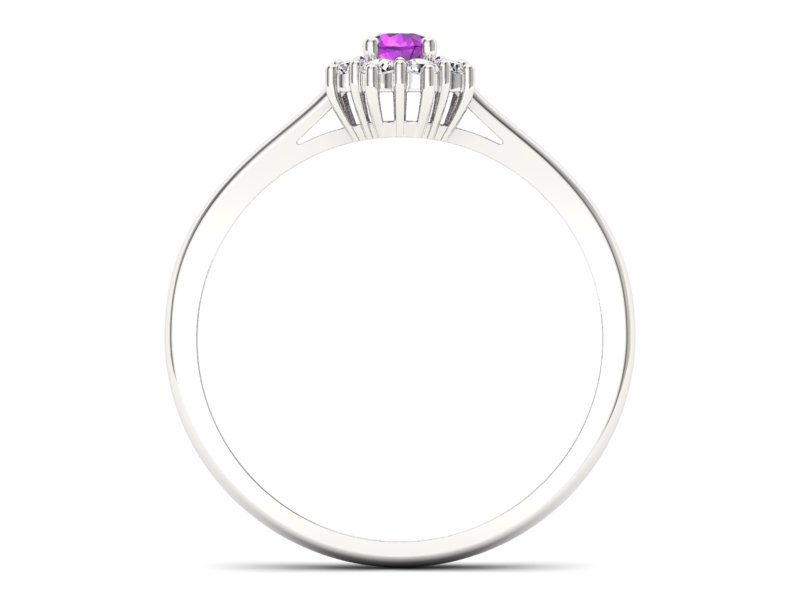 Pierścionek z ametystem i brylantami białe złoto - p16238bat — zdjęcie 2