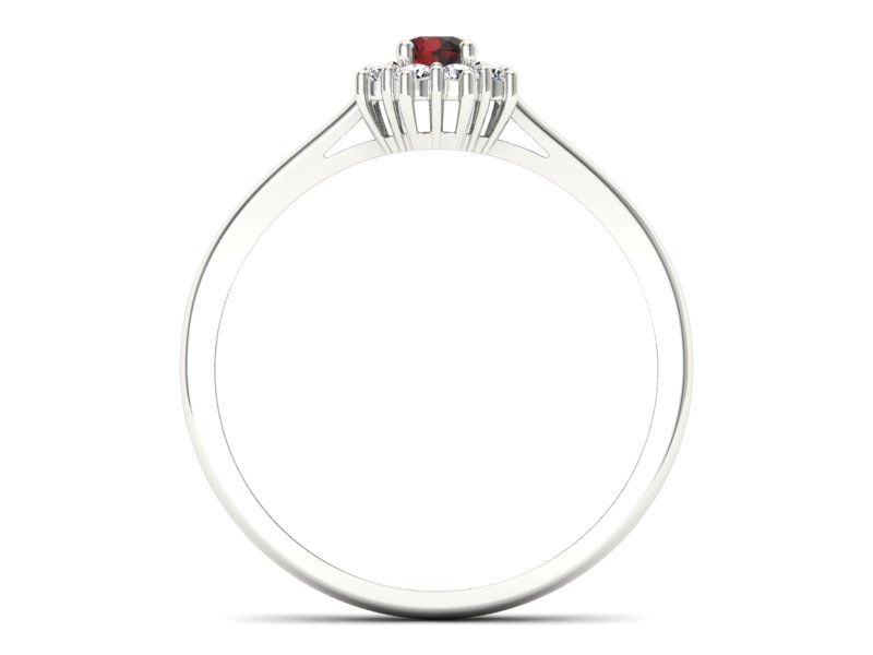 Pierścionek białe złoto z granatem i brylantami - p16238bgr — zdjęcie 2