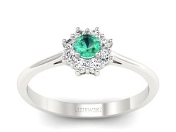 Złoty Pierścionek ze szmaragdem i brylantami - p16238bsm