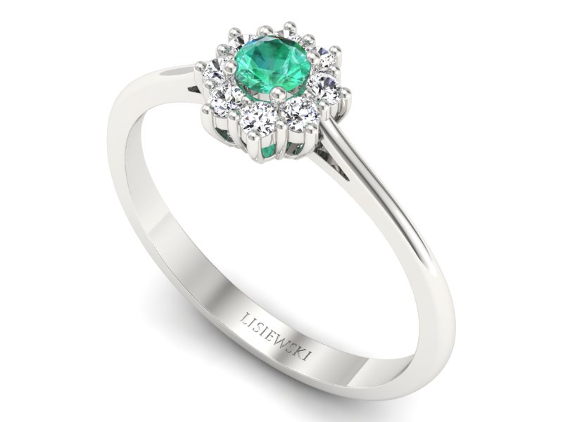 Złoty pierścionek ze szmaragdem i brylantami - p16238bsm — zdjęcie 3