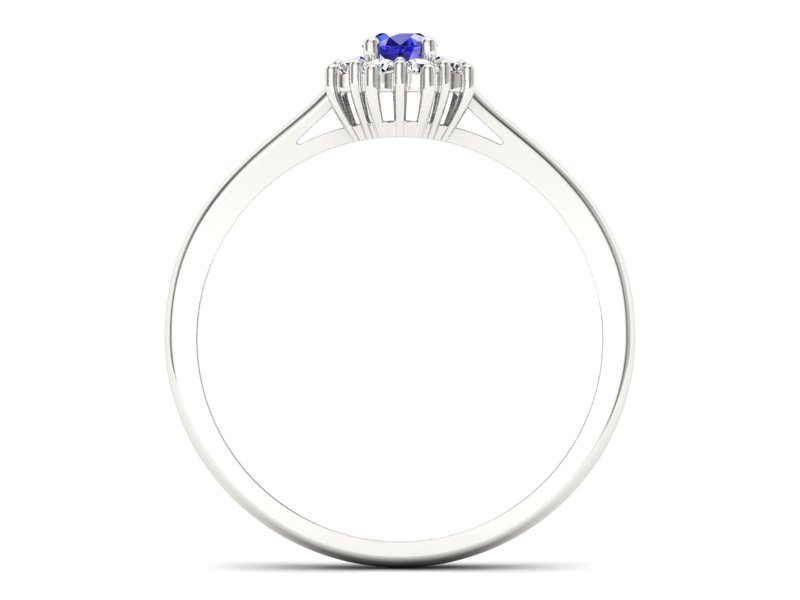 Pierścionek z szafirem i brylantami białe złoto - p16238bszc — zdjęcie 2