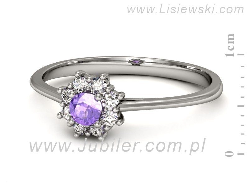 Pierścionek z tanzanitem białe złoto z brylantami - p16238bt — zdjęcie 5