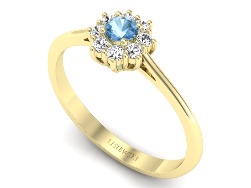 Pierścionek z topazem i brylantami żółte złoto - p16238za — zdjęcie 3