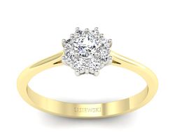 Pierścionek z diamentami żółte i białe złoto - p16238zb