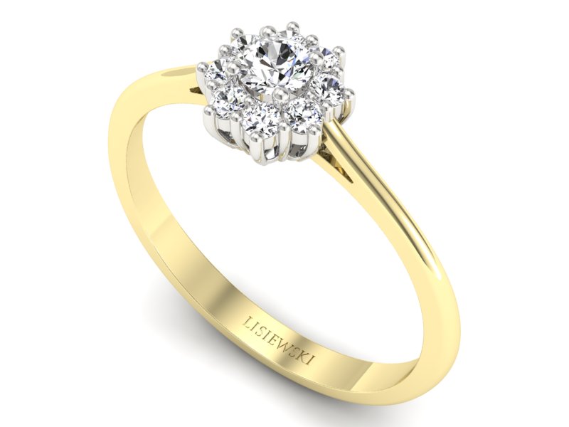 Pierścionek z diamentami żółte i białe złoto - p16238zb — zdjęcie 3