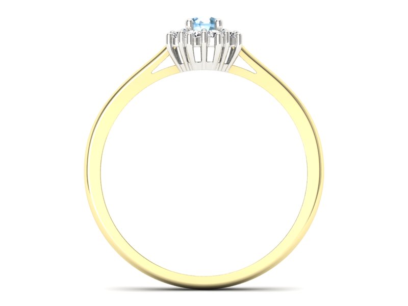 Pierścionek topaz i brylanty białe i żółte złoto - p16238zba — zdjęcie 2