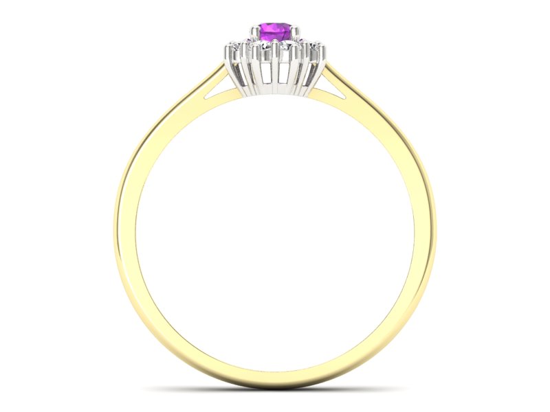 Złoty pierścionek ametyst brylanty złoto - p16238zbat — zdjęcie 2