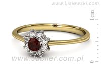 Pierścionek z granatem i diamentamiżółte białe złoto - p16238zbgr- 2
