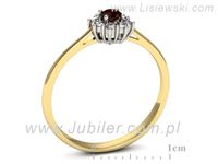 Pierścionek z granatem i diamentamiżółte białe złoto - p16238zbgr- 3