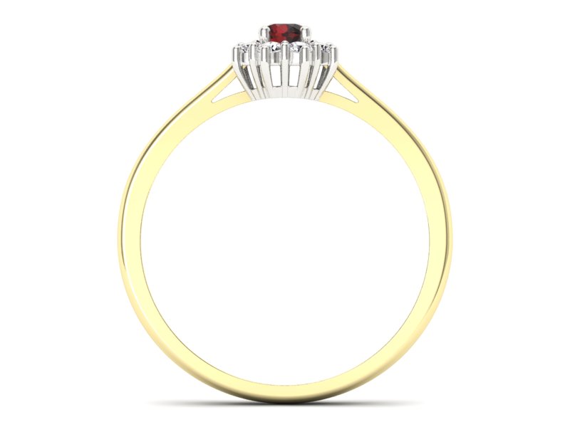 Złoty pierścionek z granatem i diamentami - p16238zbgr — zdjęcie 2