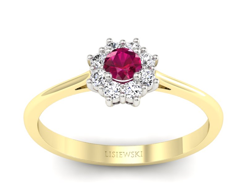 Pierścionek z rubinem i diamentami - p16238zbr