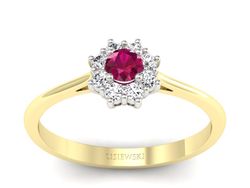 Pierścionek z rubinem i diamentami - p16238zbr