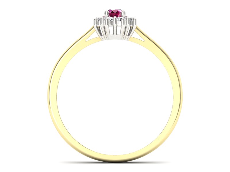 Pierścionek z rubinem i diamentami - p16238zbr — zdjęcie 2