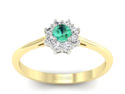 Złoty Pierścionek ze szmaragdem i diamentami - p16238zbsm