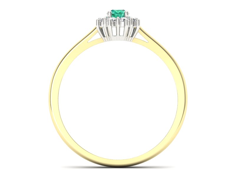 Złoty pierścionek ze szmaragdem i diamentami - p16238zbsm — zdjęcie 2