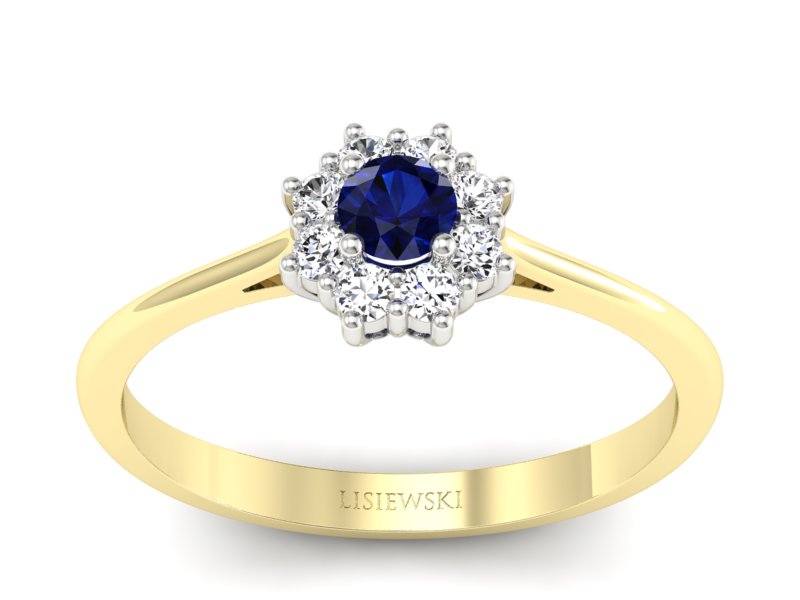 Pierścionek z szafirami i diamentami - p16238zbsz